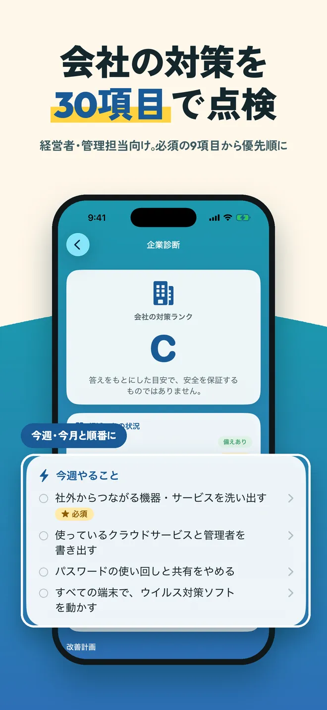 企業診断の結果と優先順の改善計画